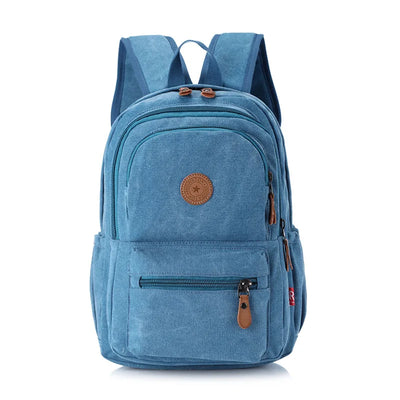 Backpack Unisex Travel School Bag with Multiple Pockets - Blue