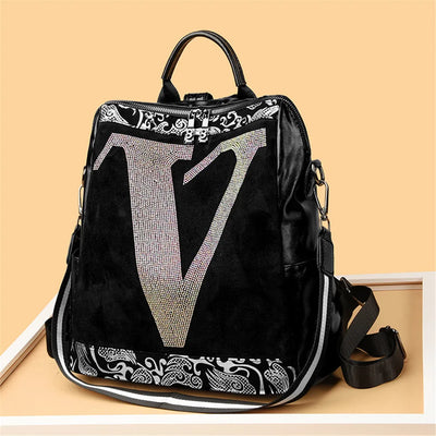 Backpack Rhombic Lattice Diamond Embellished Daybag - WO2MEN