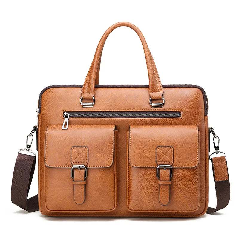 Business Briefcase Bag with Front Pockets for Laptop