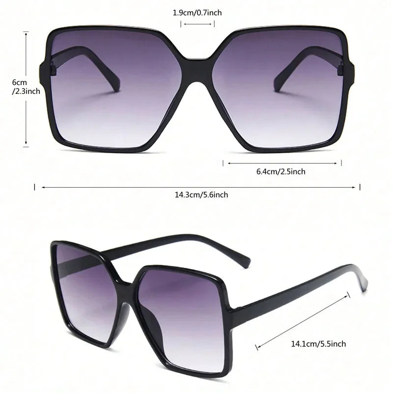 Oversize Square Sunglasses Gradient UV400 Lens