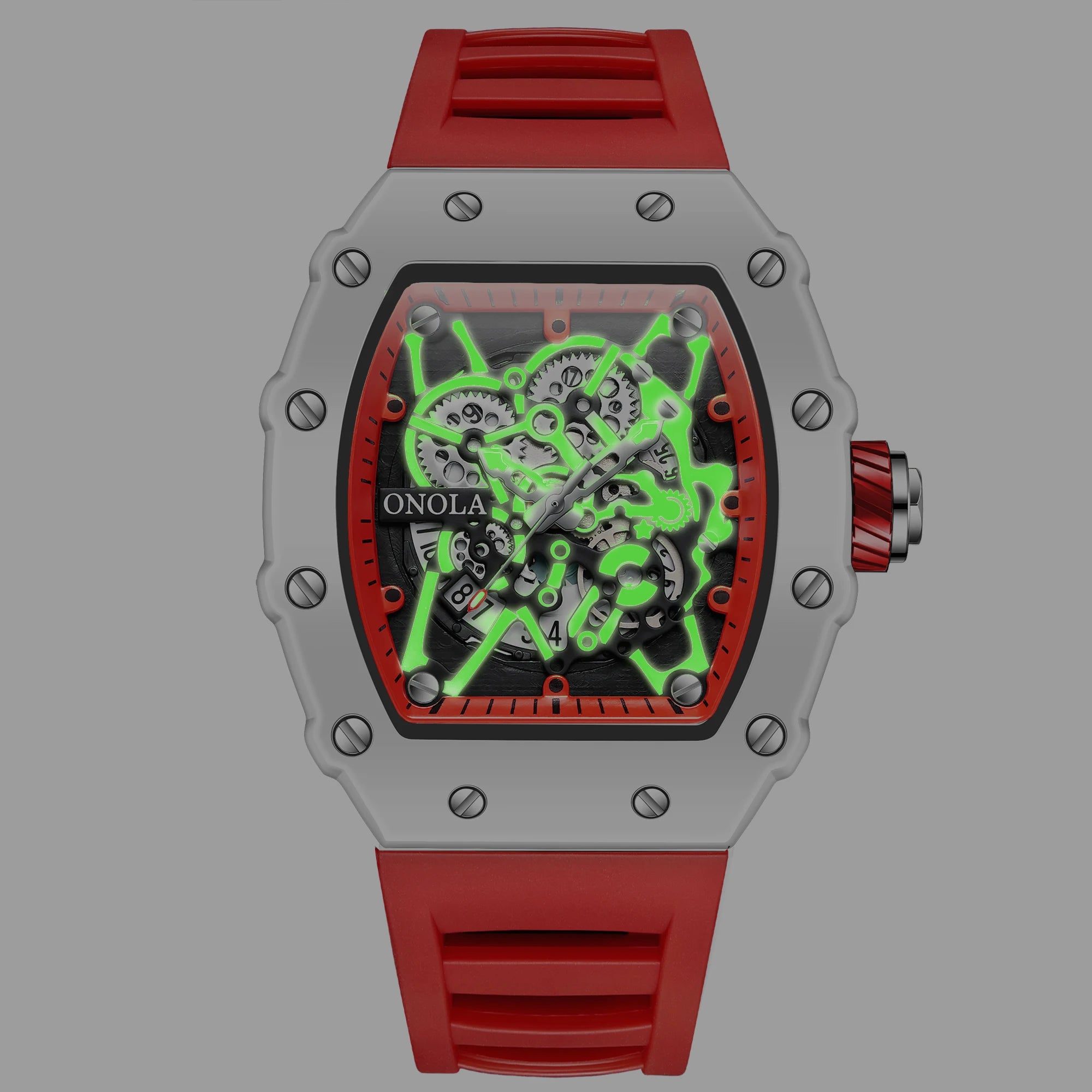 Skeleton Dial Quartz Wristwatch with Tonneau Case