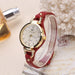 Women's Minimalist Quartz Timepiece Round Dial - Red
