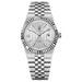 Wristwatch Automatic Calendar Honeycomb Pattern Dial - Silver White