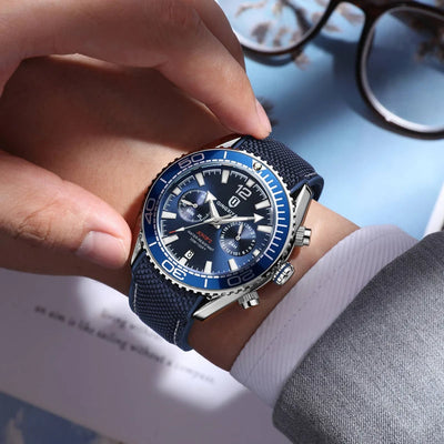 Sport Chronograph Quartz Watch with Silicone Strap