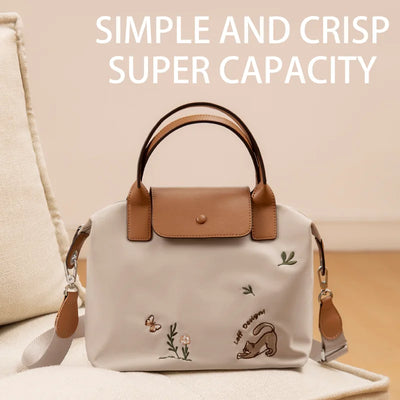 Embroidered Shoulder Bag With Convertible Strap Flair