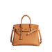 Lock Buckle Pebbled Tote With Structured Silhouette - Golden Brown