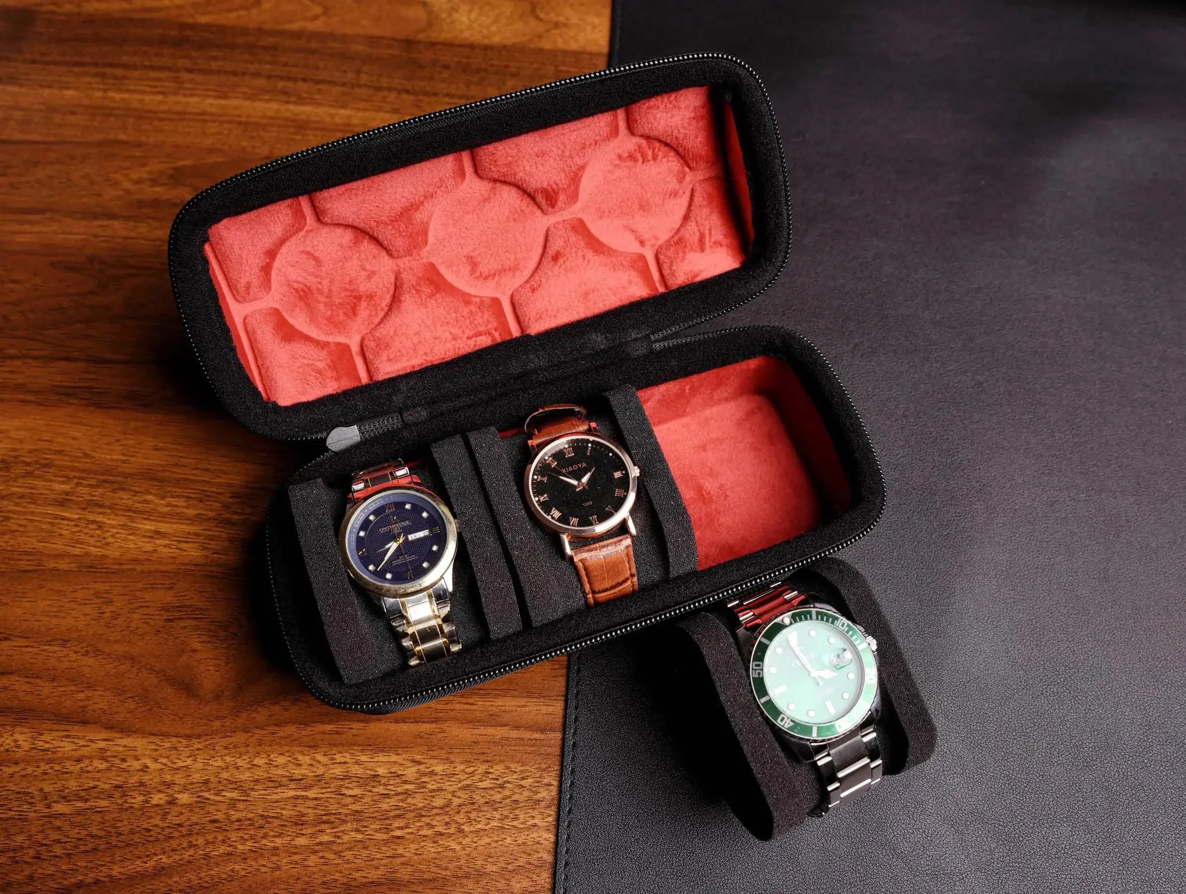 Watch Travel Case with Cushioned Slots And Form Fitting Pillow