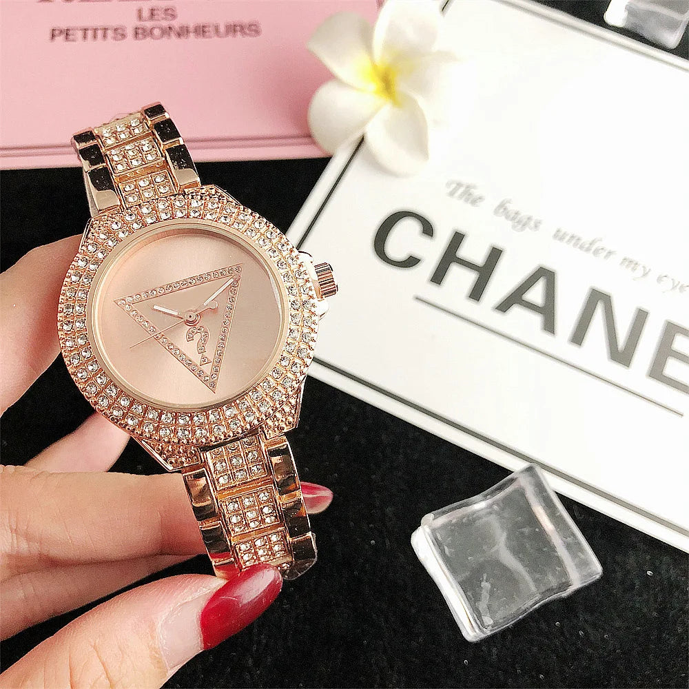 Halo Triangle Dial Watch With Sparkling Bezel Couture