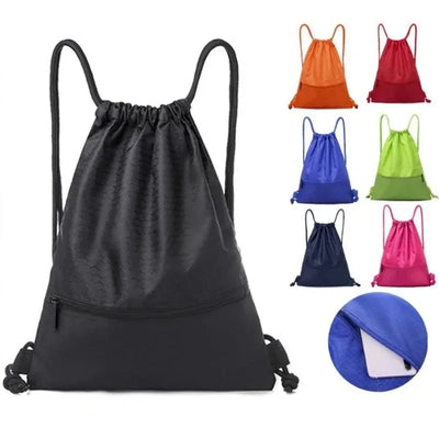 Drawstring Gym Backpack with Front Zip Pocket