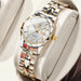 Watch With Diamond Markers And Faceted Bezel Details - Gold White