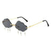 Cloud Rimless Sunglasses With Lightning Pendant - Green V4