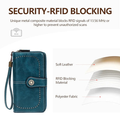 Elegant RFID Wallet Clutch for Card Slots and Strap - WO2MEN