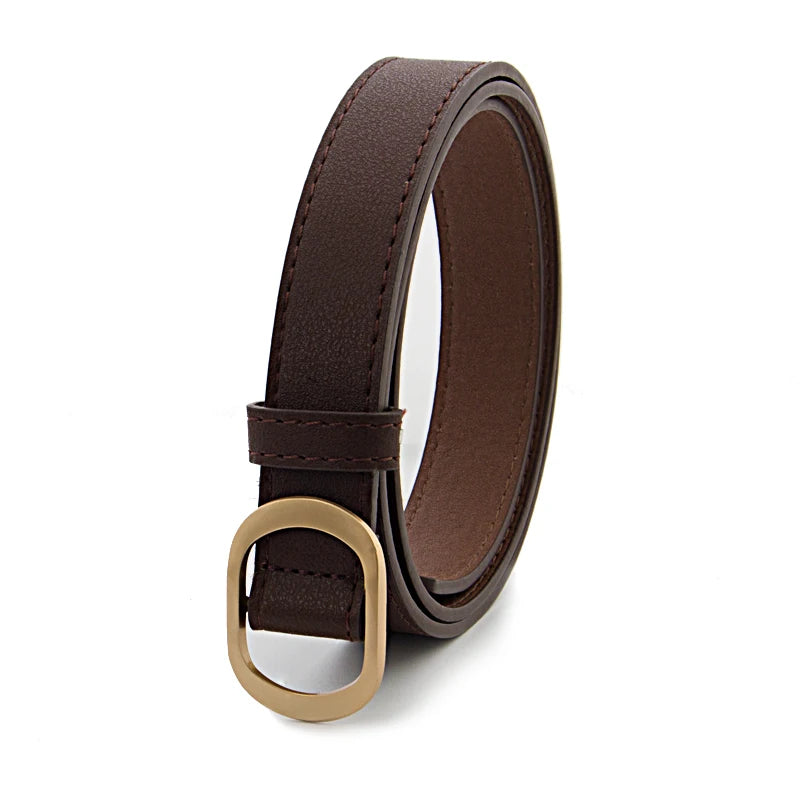 Belt Accessory for Jeans And Dresses with Round Buckle - Coffee