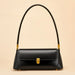 Baguette Shoulder Bag With Delicate Gold Tone Hardware - Black