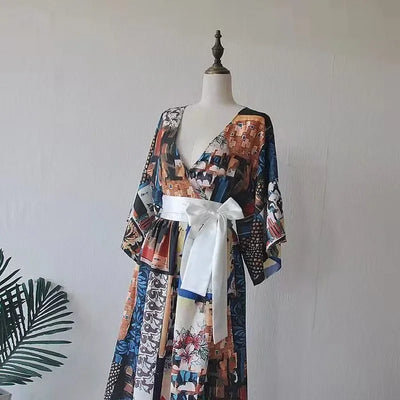 Elegant Ladies Wide Waist Belt with Bow Tie Sash