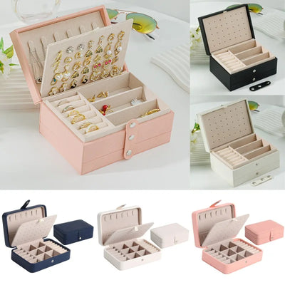 PU Leather Jewellery Storage Box with Ring Compartments
