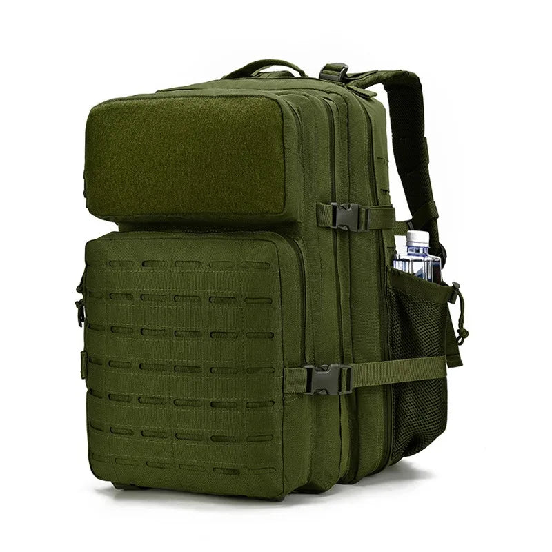 Mens 45L Molle Backpack for Outdoor Hiking Bottle Stand - Green