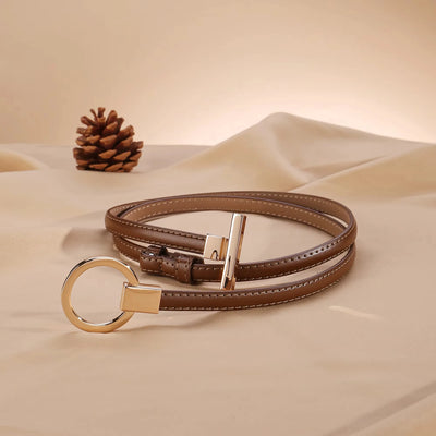 Minimalist Belt With Circular Ring Buckle For Everyday