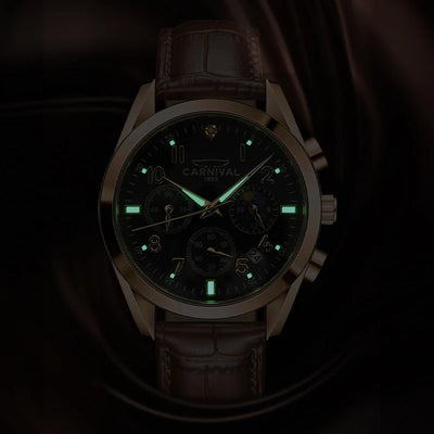 Chronograph Watch with Luminous Hands Quartz Movement