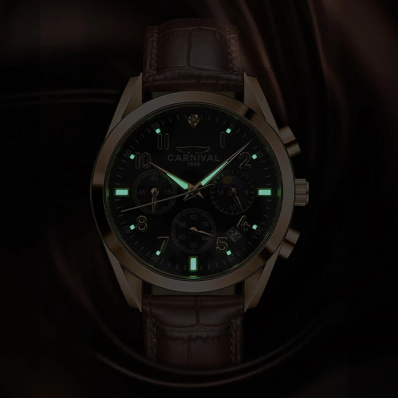 Chronograph Watch with Luminous Hands Quartz Movement