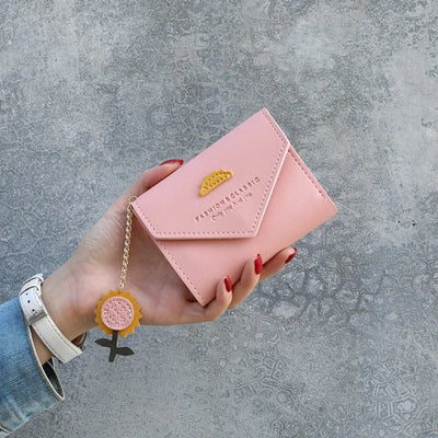 Envelope Wallet With Patchwork Flower Charm Keychain - WO2MEN