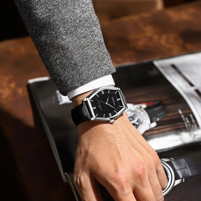 Tonneau Form Timepiece With Classic Band For Dailywear