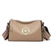 Emblem Crossbody Bag With Wide Strap And Circular Clasp - Khaki