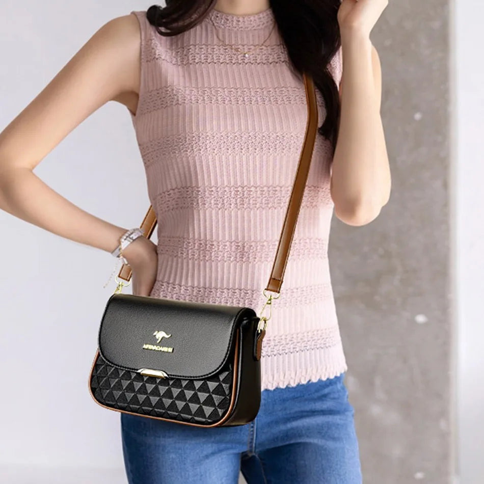 Crossbody Handbag with Geometric Triangle Pattern