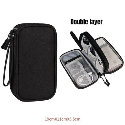 Compact Double Layer Travel Cable Organizer Case Elite