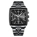 Square Chronograph Timepiece With Bold Geometric Dial - Black