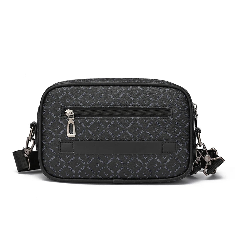 Men Shoulder Bag PU Leather Zipper Closure