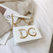Ornate Letter Emblem Mini Bag With Chain For Evening - White