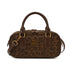 Leopard Bowler Bag With Gold Hardware And Top Handles - Brown