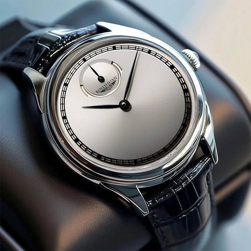 Refined Minimal Timepiece With Subdial Accent Profile