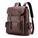 Backpack with Front Flap Buckle Straps and Side Pockets - Dark Brown