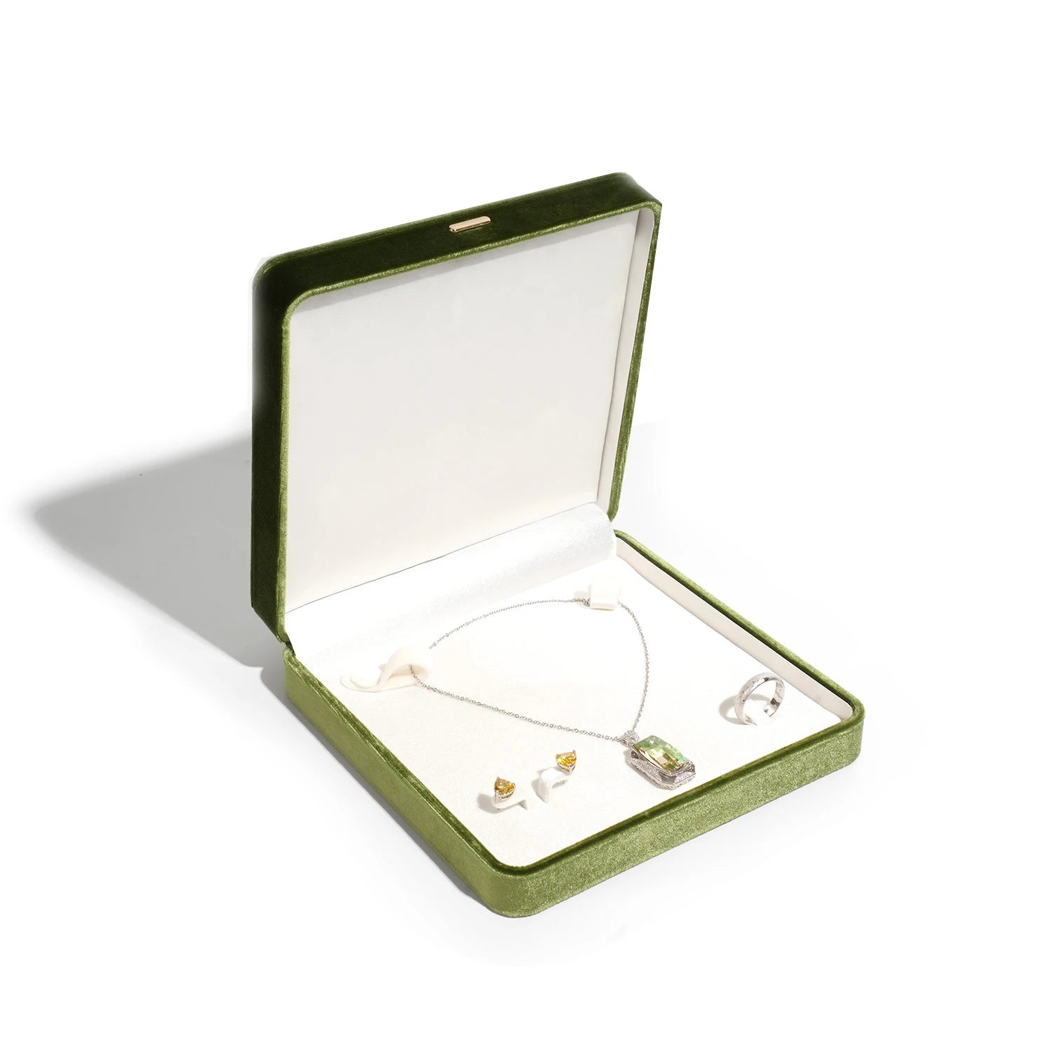 Velvet Jewellery Box with Multi Compartment Storage - Grey V6