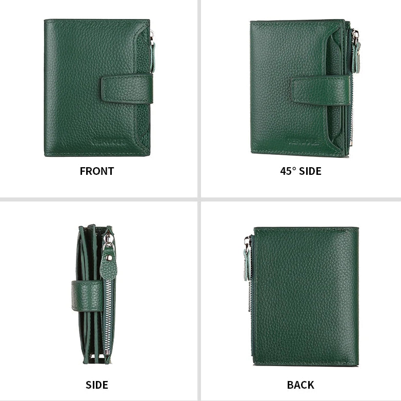 Wallet With Zippered Compartment And Card Slots Compact - WO2MEN