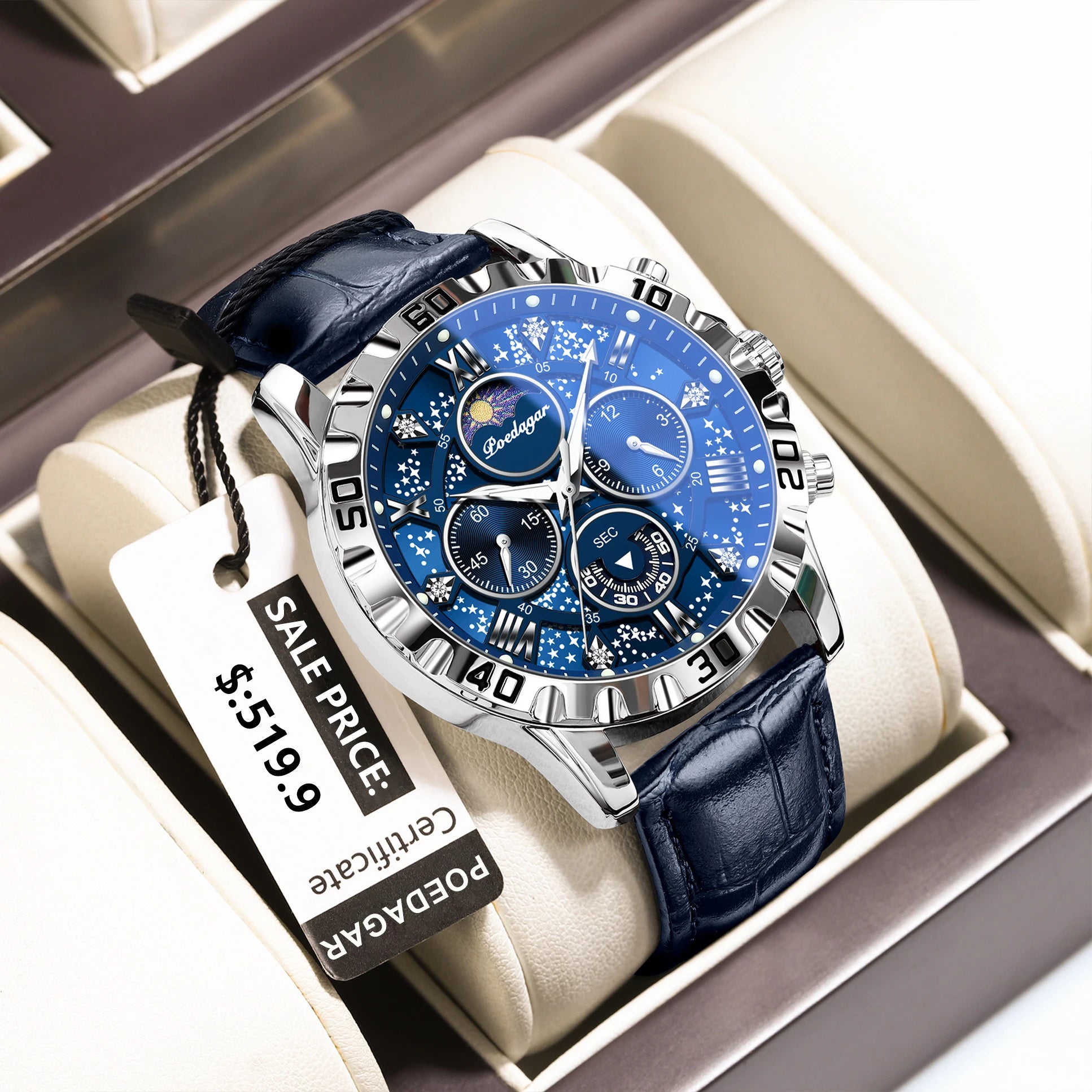 Cosmic Chronograph Timepiece With Night Sky Dial Design