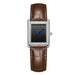 Rectangular Quartz Watch with Leather Strap Timeless - Silver Brown