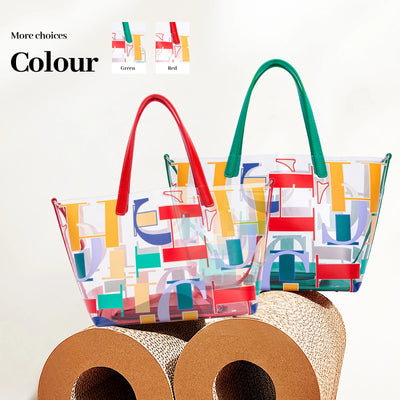 Translucent Mosaic Tote With Prism Pane Geometry Design