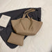 Two In One Shoulder Tote Bag With Removable Pouch - Khaki