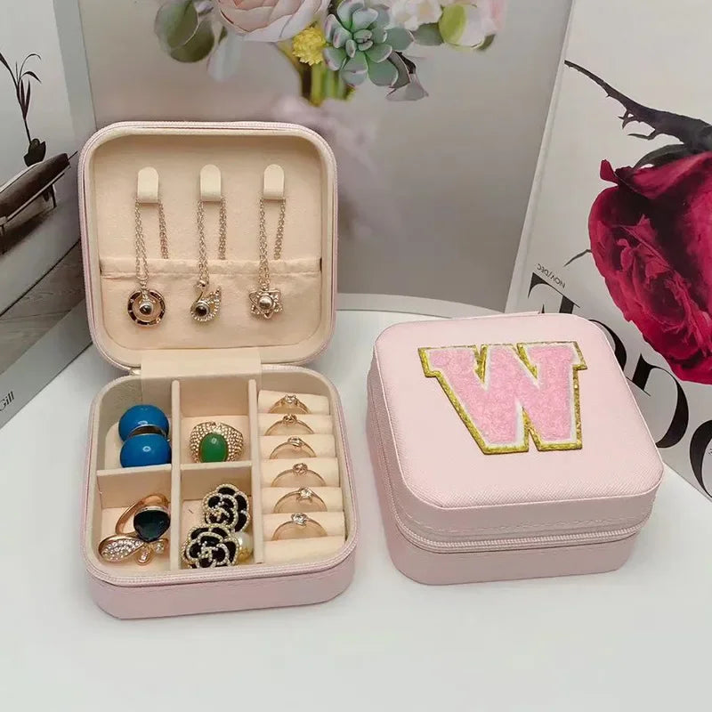 Mini Jewelry Storage Box Initial Letter Design - W