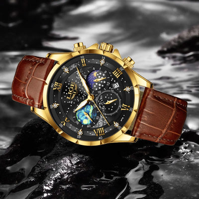 Watch Galaxy Moon Chronograph with Starfield Dial Art - WO2MEN