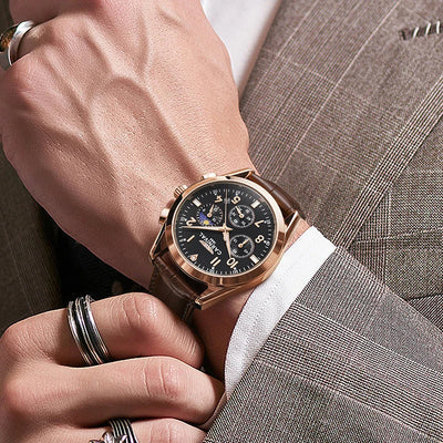 Chronograph Watch with Luminous Hands Quartz Movement