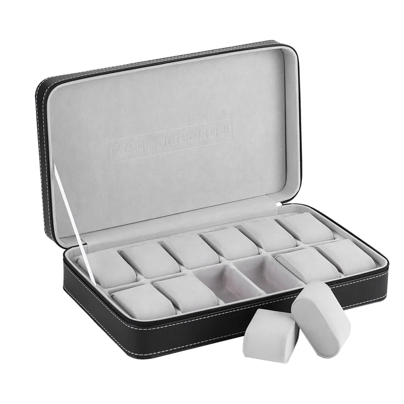 Watch Box PU Leather Travel Case with zip Closure