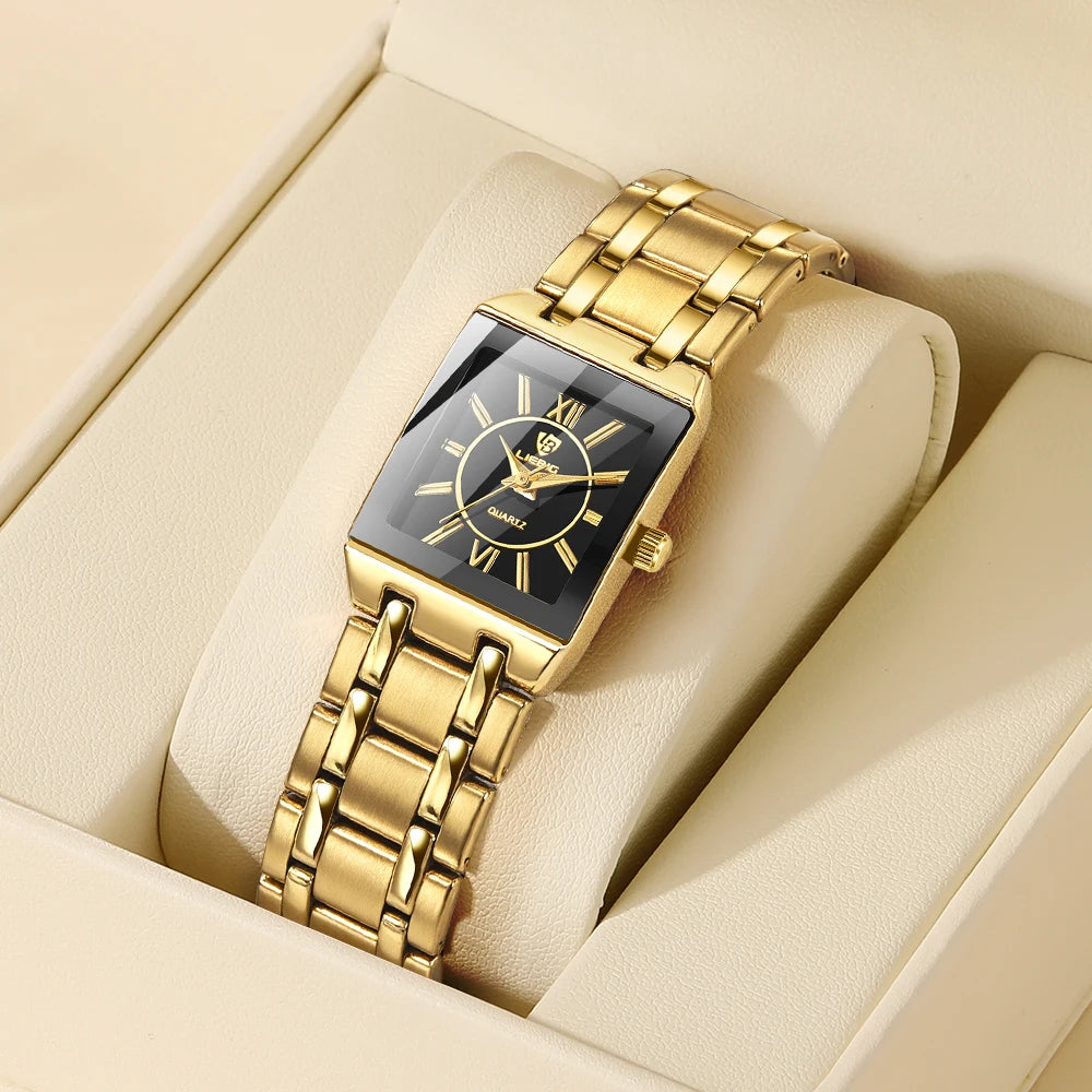 Square Dial Quartz Wristwatch with Link Bracelet