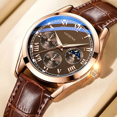 Refined Chronograph Timepiece with Roman Dial Subdials