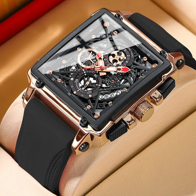 Watch Square Skeleton Chronograph With Bold Frame Elite - WO2MEN