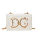 Ornate Monogram Chain Bag with Petite Silhouette Detail - White