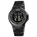 Digital Wristwatch with LED Backlight Chronograph - Black Black